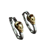 VENFTILLE Silver Skull Hoop Earrings Punk Hiphop Jewelry
