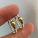 VENFTILLE Silver Skull Hoop Earrings Punk Hiphop Jewelry