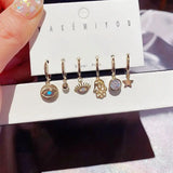 925 Sterling Silver Palm Eyes Star Hoop Earrings Set Women Daily Jewelry