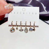 925 Sterling Silver Palm Eyes Star Hoop Earrings Set Women Daily Jewelry