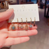 925 Sterling Silver Palm Eyes Star Hoop Earrings Set Women Daily Jewelry