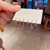 925 Sterling Silver Palm Eyes Star Hoop Earrings Set Women Daily Jewelry