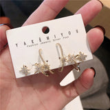 925 Silver Star Earrings Set Micro Zircon Party Jewelry