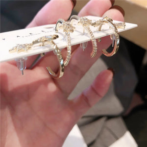 925 Silver Star Earrings Set Micro Zircon Party Jewelry