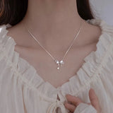 925 Silver Bow Knot Zircon Necklace Moonstone Gift Jewelry
