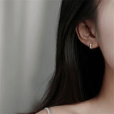 925 Silver Hoop Earrings with Diamond Bow