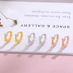 925 Silver Hoop Earrings with Diamond Bow
