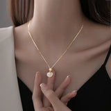 925 Silver Hotan Jade Zircon Necklace for Women Girl Gift Ruyi Coin Jewelry