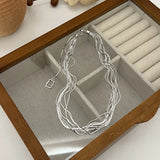 925 Silver Multilayer Pulling Necklace Tassel Creative Jewelry