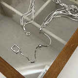 925 Silver Multilayer Pulling Necklace Tassel Creative Jewelry