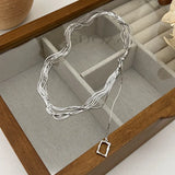 925 Silver Multilayer Pulling Necklace Tassel Creative Jewelry