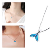 925 Silver Necklace for Women Girl Sea Whale Mermaid Tail