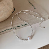 925 Silver Pearl Geometry Necklace for Women Girl Gift