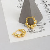 925 Silver Round Bead Hoop Earrings Women Jewelry Party