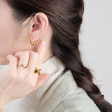 925 Silver Round Bead Hoop Earrings Women Jewelry Party