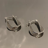 925 Silver Round Bead Hoop Earrings Women Jewelry Party