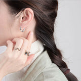 925 Silver Round Bead Hoop Earrings Women Jewelry Party