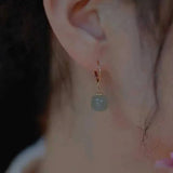 925 Stamp Green Hetian Jade Earrings for Women Girls Round Jewelry