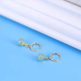 925 Stamp Green Hetian Jade Earrings for Women Girls Round Jewelry