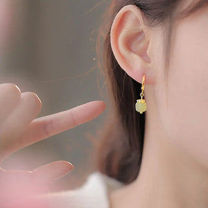 925 Stamp Hetian Jade Earrings for Women Girls