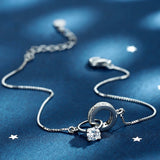 925 Silver Double Circle Bracelet with Zircon for Women