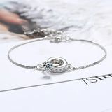 925 Silver Double Circle Bracelet with Zircon for Women