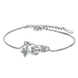 925 Silver Double Circle Bracelet with Zircon for Women