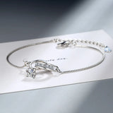 925 Silver Double Circle Bracelet with Zircon for Women