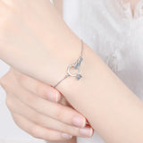 925 Silver Double Circle Bracelet with Zircon for Women