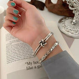 925 Silver Knot Bracelet Double Layer