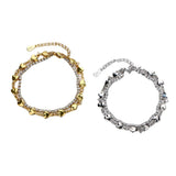 925 Silver Double Layer Heart Bracelet Zircon Jewelry