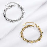 925 Silver Double Layer Heart Bracelet Zircon Jewelry