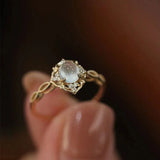 925 Silver Opal Ring for Women Braided Hollow Jewelry Gift