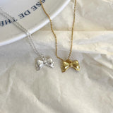 925 Sterling Bow Knot Necklace Romantic Choker Jewelry Gift