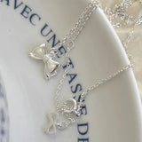 925 Sterling Bow Knot Necklace Romantic Choker Jewelry Gift