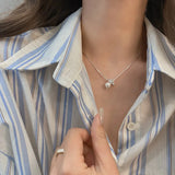 925 Sterling Circular Pearl Necklace for Women Girl Knot Temperament