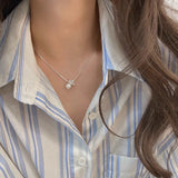 925 Sterling Circular Pearl Necklace for Women Girl Knot Temperament
