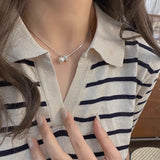 925 Sterling Circular Pearl Necklace for Women Girl Knot Temperament