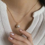 925 Sterling Circular Pearl Necklace for Women Girl - Gift