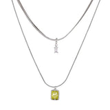 925 Sterling Double Layer Crystal Colour Necklace for Women Girl