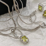 925 Sterling Double Layer Crystal Colour Necklace for Women Girl