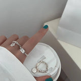 925 Silver Letter Ring for Women Birthday Gift Love Flower