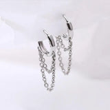 925 Silver Hoop Earrings Loose Leaf Shape Jewelry Double Layer Style