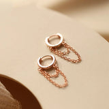 925 Silver Hoop Earrings Loose Leaf Shape Jewelry Double Layer Style