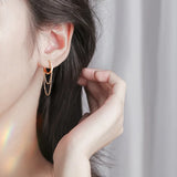 925 Silver Hoop Earrings Loose Leaf Shape Jewelry Double Layer Style