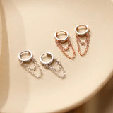 925 Silver Hoop Earrings Loose Leaf Shape Jewelry Double Layer Style