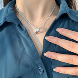 925 Silver Irregular 3-Layer Cylinder Necklace for Women Girl Choker Jewelry