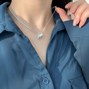 925 Silver Irregular 3-Layer Cylinder Necklace for Women Girl Choker Jewelry