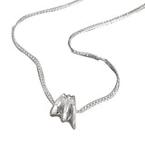 925 Silver Irregular 3-Layer Cylinder Necklace for Women Girl Choker Jewelry
