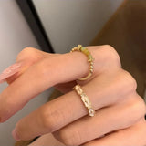 925 Silver Jade Dropwise Glaze Ring Star Pearl Retro Jewelry